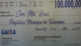 Câmara devolve R$ 100 mil à Prefeitura para combate à Covid-19