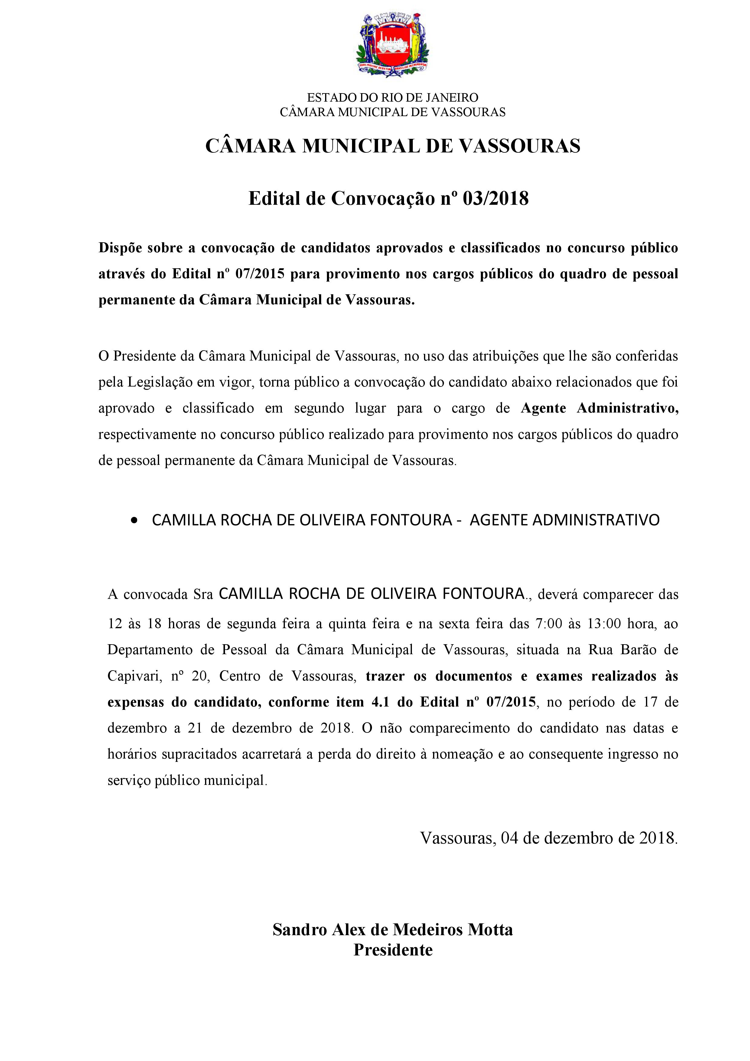 Edital de Convocação 03/2018